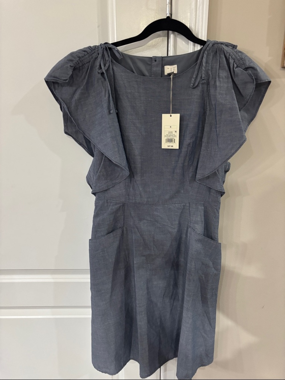 NWT size small a new day Slate Blue Ruffle Sleeve Midi Dress chambray denim